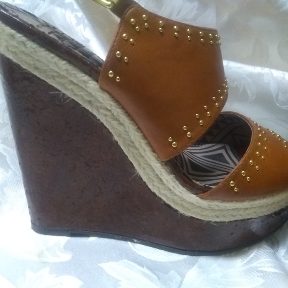 Jessica Simpson Gena Brown Leather Wedge Platform - Picture 4 of 8